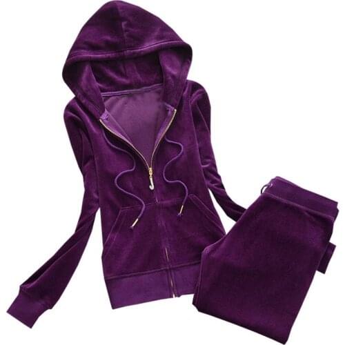 2021 WomenS Brand Velvet Fabric Tracksuit pant suits Velour Suit woman tracksuit 2 pieces Hoodies And Pants grey black XXL