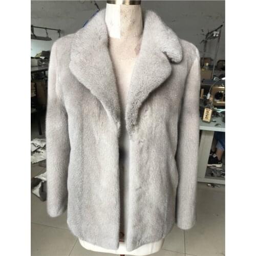 Natural mink fur coat Suit collar for women real mink fur short style long sleeved winter fashion