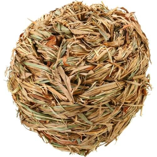 10cm Pet Chew Toy Natural Grass Ball with Bell for Rabbit Hamster Guinea Pig Grass Ball Toy Pet Supplies