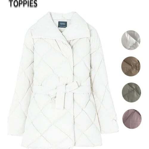 Toppies Winter Coat Women Double Breasted Puffer Jacket Korean Ladies Parkas Lace Up Cotton-padded Clothes Warm Outwear