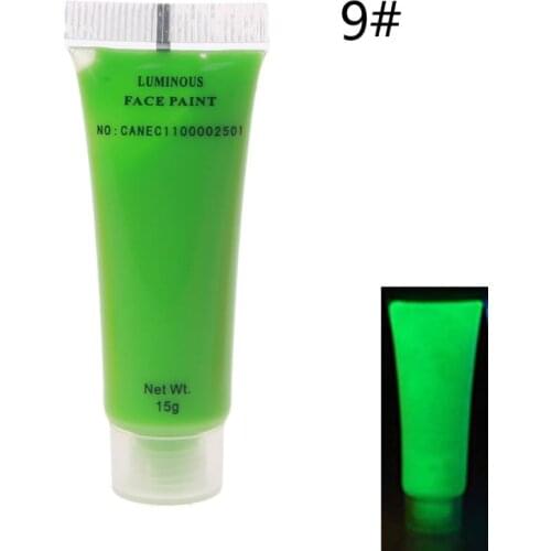 10 Color Glow in The Dark Liquid Luminous Pigment Non-Toxic Blacklight Face and Body Paint Neon Fluorescent Tubes 0.52oz H4GA