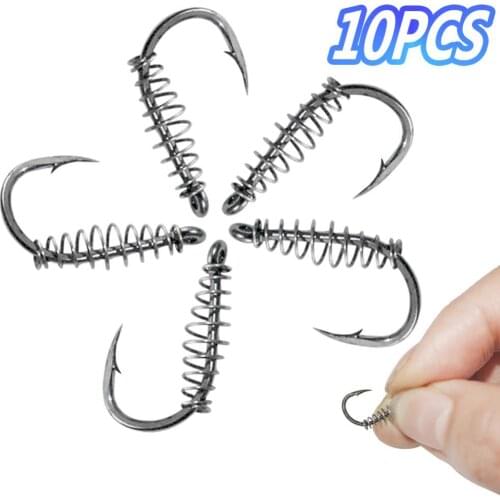 10Pcs Sharpened Carbon Steel Chub Spring Fishing Hooks Fish Tackle Accessory