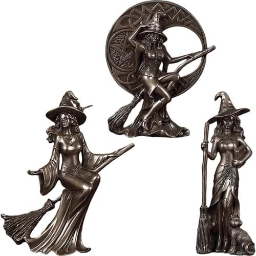 3D Witch Statue Witchcraft Sculpture Goddess Figurines Decoration Crafts