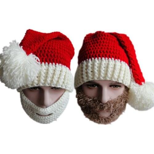 60pcs/lot knitted christmas beard hat beanies/santa crochet hat