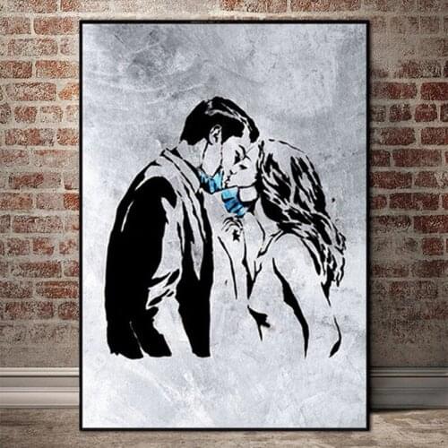 All Kinds of People Wearing Masks Canvas Painting Abstract Poster and Print Wall Art Pictures for Living Room Decor Cuadros