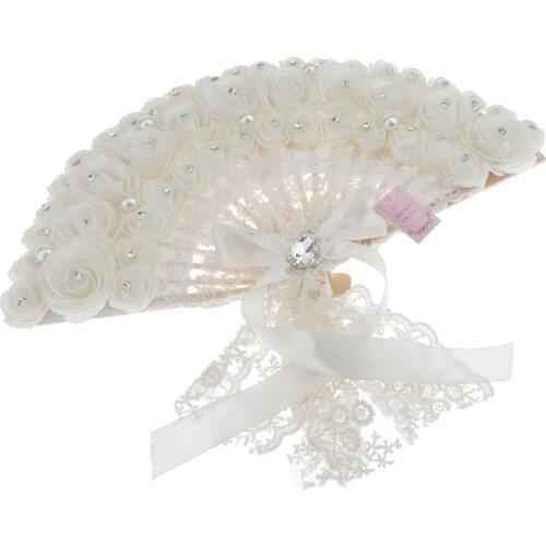 White Wedding Folding Fan for Out Door Event, Wedding Parties, Table Setting Decoration