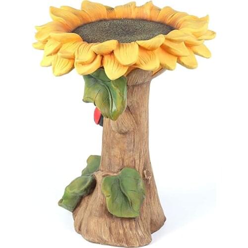 Garden Decoration Resin Sunflower Shaped Bird Feeder Drinkers Bowls Yard High Quality Birds Accessories Pet Feeding Tools