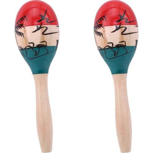 Children Wooden Toys Rumba Shakers Rattles Sand Hammer Percussion Instrument Musical Toy For Kid Children Party Games