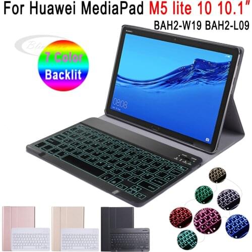 For Huawei Mediapad M5 Lite 10 Keyboard Case 10.1 inch Tablet BAH2-W09 BAH2-L09 BAH2-W19 Bluetooth Keyboard Slim Leather Cover