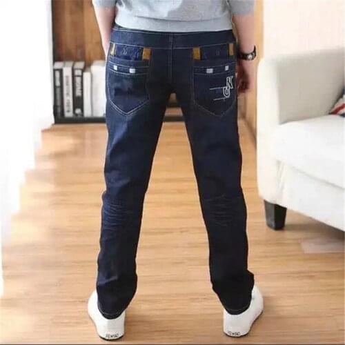 5-14T Boys Jeans For Spring Autumn 2021 New Casual Letters Print Elastic Waist Child Teenager Clothes Kids Denim Pants Trousers