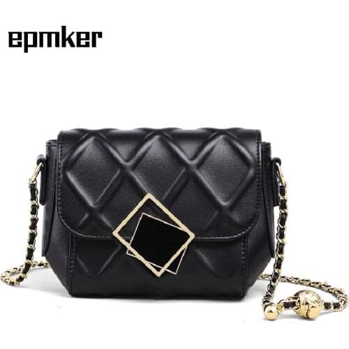 EPMKER 2021 Purses and Handbags Luxury Designer Metal Ball Bags Chains Shoulder Bag Mini Crossbody Bags Genuine Leather Flap
