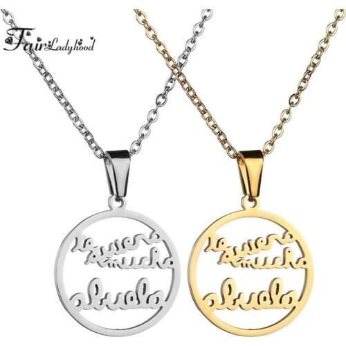 FairLadyHood Round Hollow Letters Necklace Lady Clavicle Chain Gold Silver Color Hot Stainless Steel Necklace