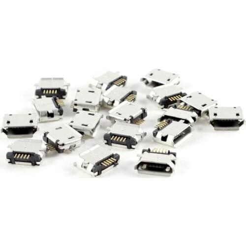 Micro USB Type B Female Port, 5 Pins 180 Degree, SMD SMT Soldering , PCB mount