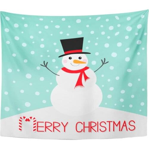 Tapestry Merry Christmas Snowman Carrot Nose Hat Red Scarf Tapestries Wall Hanging for Living Room Bedroom Dorm