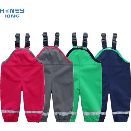 HONEYKING Childrens Jumpsuit Baby Rompers Overalls Boy And Girls Trousers Fleece Waterproof Rain Pants Jumpsuits For Kids