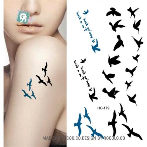 Body Art Sex Products waterproof temporary tattoos paper for men women simple birds design flash tattoo sticker HC1179