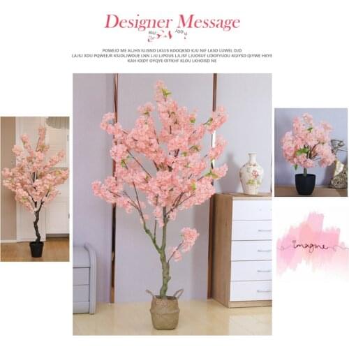 2M 6.5Ft White Pink Artificial Cherry Blossom Tree With Black Vase For Hotel shop Landscape DIY Wedding Centerpieces Decoration