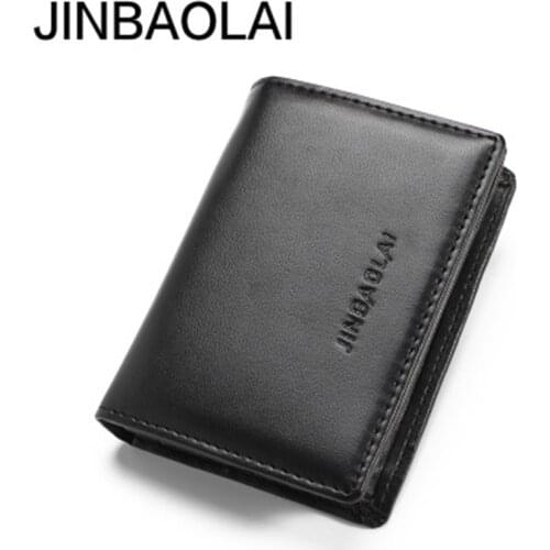 JINBAOLAI mens plain PU leather business card package card package high-end fashion simple coin purse credit card package