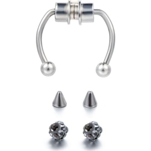 Stainless Steel Fake Nose Ring Hoop Non Piercing Nose Septum Rings Goth Magnet Nose Punk Fake Body Jewelry Costume Jewelry