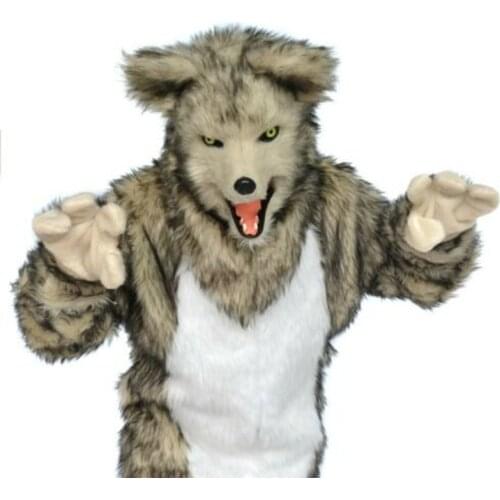 Can Move Mouth Wolf Mascot Costume Fursuit Cosplay Fancy Dress Animal Halloween Unisex Cosplay Hallowen Christmas GiftsFurry