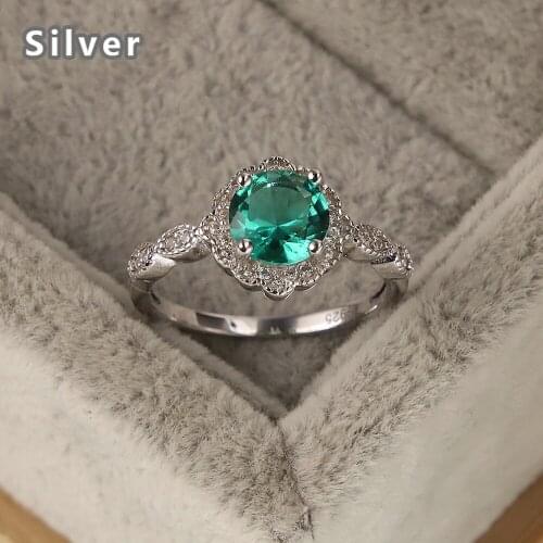 Best-selling Europe and the United States fashion 925 sterling silver ring platinum zircon ms green crystal jewelry gifts