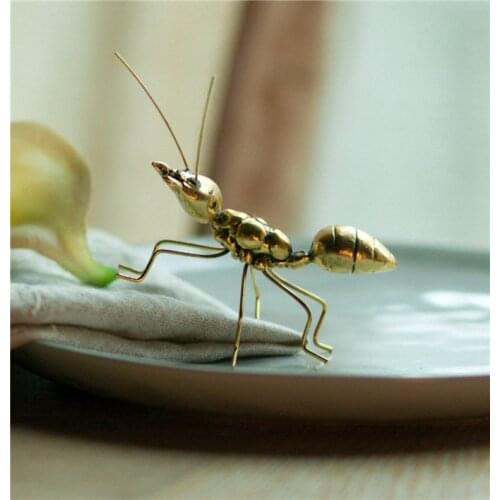 Handmade Vintage copper gold ornaments ant super cute for Home Office Art Craft Gifts Miniature Fairy Garden Home Decoration