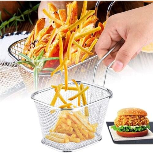 Multi-Purpose Kitchen Food Basket Thickened Snacks Fried Mesh Basket Small Square French Fries Basket