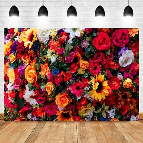 Mocsicka Colorful Floral Wedding Photography Backdrops Flowers Wall Background Photography Photo Props Studio Booth Background