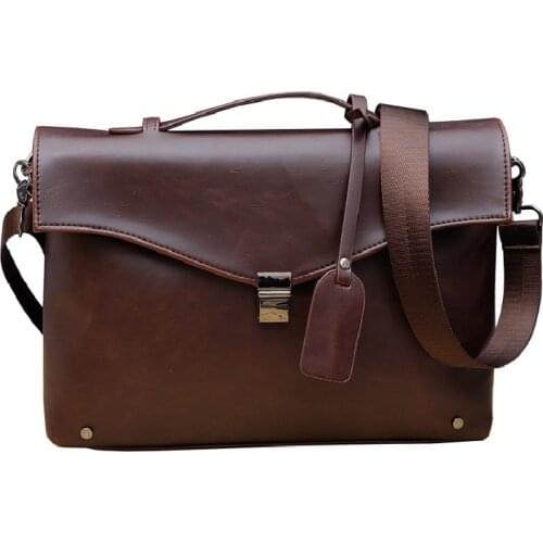 Fashion Mens handbag Personalized Bag Shape Brown Black Horizontal Briefcase Male Business Shoulder Messenger Bag