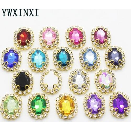 Fashion Gold-plated rhinestone jewelry 10Pcs/Lot 20*25MM wedding Decorations Handwork Fitting Jewelry Handmade Accessories Parts