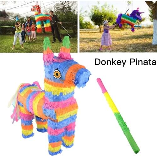Cartoon Rainbow Donkey Pinata Kids Childrens Birthday Party Supplies Party Game Candy Props BeatPinata Parties big sale