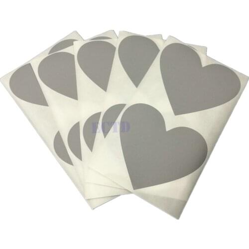 Scratch Off Sticker 70mm x 80mm Love Heart Shape Silver Color Blank For Secret Code Cover Home Game