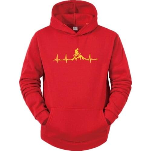 Brand New Mountain Bike Heartbeat Funny Dirt Bike Streetwear Plus Size Custom Long Sleeve Mens Hoodie Family Hoody