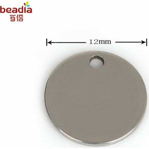 New 50pcs/bag 12mm Stainless Steel Round Shape Charm Pendant For DIY Necklace Bracelet Jewelry Findings