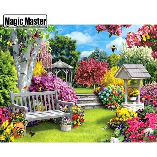 Full Round Diamond Painting Landscape garden 5d Diamond Painting Flower Square Rhinestones Embroidery Cross-stitch Home Decor