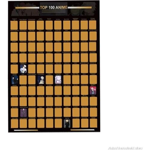 Anime Bucket List Gold Foil Anime Poster Gift for Anime Fans Must See Anime Challenge Top 100 Anime Scratch off Poster wholesale