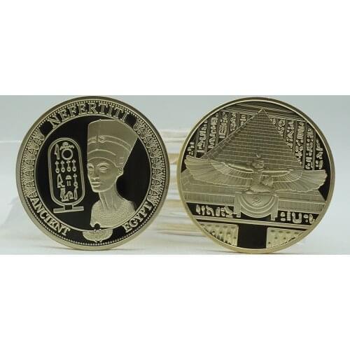 Gold Plated Collectible Art Collection Coins Egypt Cleopatra Commemorative Egyptian Queen Nefertiti Metal Coin Antique Imitation