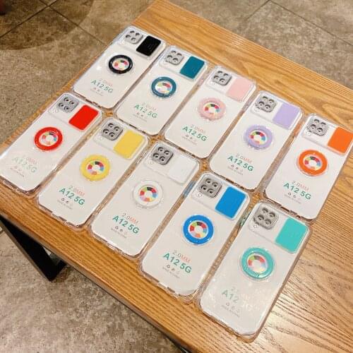 Transparent Armor Ring Holder Stand Bracket Protection Case For Samsung Galaxy A12 A 12 a 12 12a sm-a125f Soft Shockproof Cover