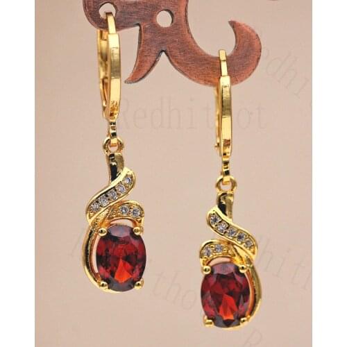 Luxury Drop Earrings for Women Gold Filled Red White Waterdrop Drop Earring Trendy Jewelry for Party Wedding Gift
