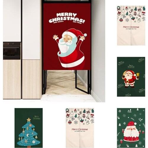 Christmas Door Curtain Partition Curtain Non Punching Festival Decoration Bedroom Kitchen Fabric Half Panel Doorway Curtain