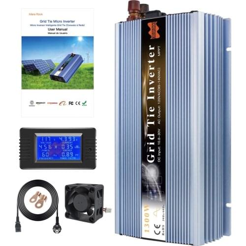 Mars Rock 1300W Grid Tie Inverter Micro Solar Power MPPT 36/60/72 Cells 10.5-30V or 20-50VDC to 120V or 230VAC With Power Meter