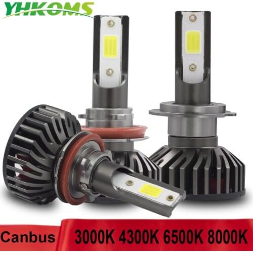 YHKOMS Mini Size Canbus H8 H11 LED Car Headlight 3000K 4300K 6500K 8000K H4 H7 9005 9006 880 881 H1 H3 Auto Headlamp Fog Light