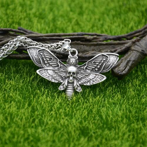 Wicca Moon Skull Death Moth Jewelry Witchcraft Butterfly Gothic Necklace Accessories For Women