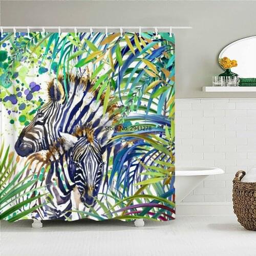 Waterproof Shower Curtains Tropical Plant leopard Bathroom Shower Curtain 3D Fabric Curtain With Hooks Flower Birds Bath Screen