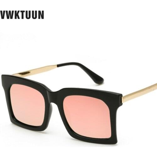 VWKTUUN Square Sunglasses Men Women Mirror Sunglass Gold Metal Frame Sun glasses Vintage Luxury Brand Designer Outdoor Eyewear