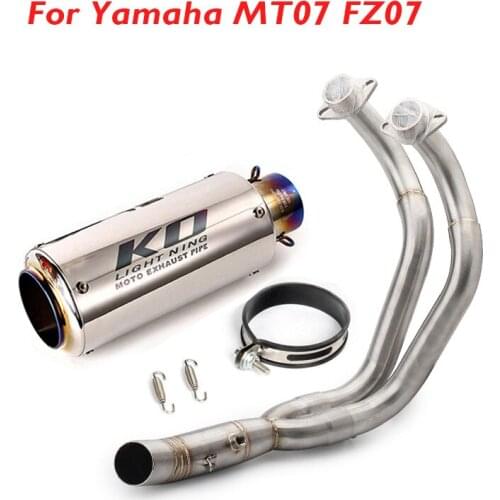 MT07 FZ07 Motorcycle Exhaust System 51mm Muffler Silencer Tip Escape Header Connect Pipe Connection Link for Yamaha MT07 FZ07