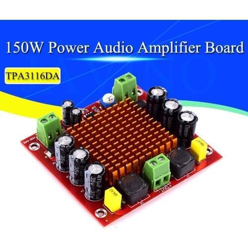 10PCS Digital Amplifier Board TPA3116DA TPA3116 150W D2 Mono Channel Digital Power Audio Amplifier Board XH-M544 DC 12V 24V