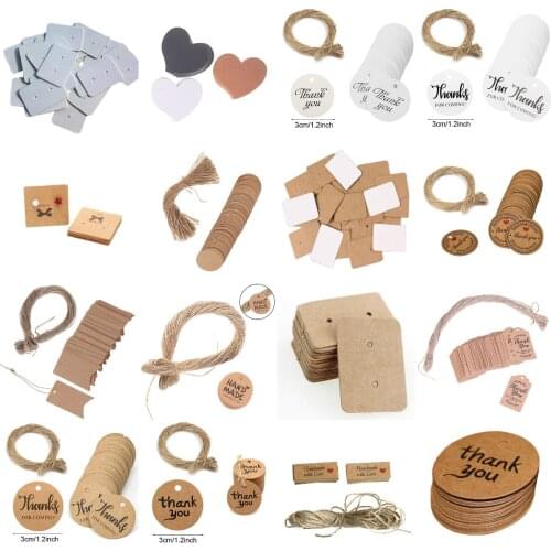 100pcs/lot Multi Shape Kraft Paper Gift Label Tag Handmade Jewelry Charms Tag DIY Food Label Wedding Favors Gift Decorating Tags