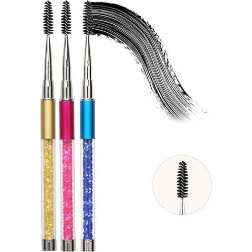 2021 Spiral Wands Eyebrow Brush Rhinestone Handle Mascara Applicator Lashes Curling Extension Grafting Comb Makeup Tool