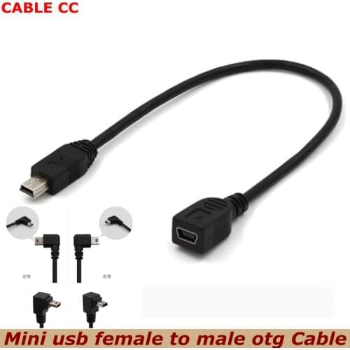 25CM 90 Degree 4 Angle Mini USB Female to Mini B 5-pin Male Cable Adapter For Car Extension OTG Cable
